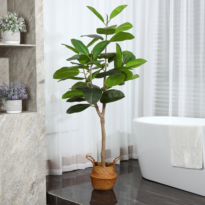 Adcock Artificial Rubber Tree in Pot, 59