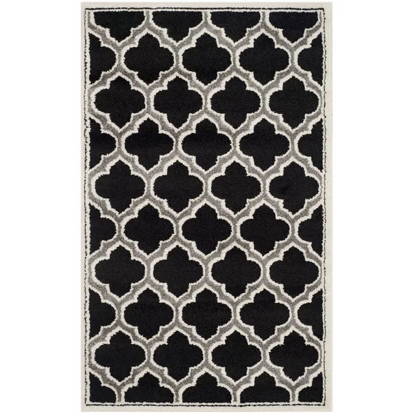 Adeleine Geometric Area Rug in Anthracite/Ivory  3 x 5