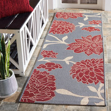 Load image into Gallery viewer, Adelmino Power Loom Polypropylene Blend Anthracite/Red Indoor/Outdoor Rug, Runner 2&#39;3&quot; x 6&#39;7&quot;
