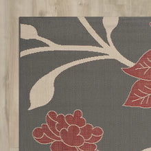 Load image into Gallery viewer, Adelmino Power Loom Polypropylene Blend Anthracite/Red Indoor/Outdoor Rug, Runner 2&#39;3&quot; x 6&#39;7&quot;
