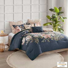 Load image into Gallery viewer, King Comforter + 7 Additional Pieces Adelynn Navy Standard Cotton 8 Piece Comforter Set
