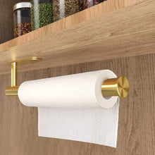 Load image into Gallery viewer, Gold Adhesive Wall Cabinet Mounted Paper Towel Holder
