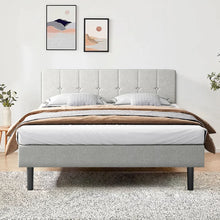 Load image into Gallery viewer, Queen Light Gray Adin Tufted Upholstered Platform Bed
