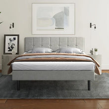 Load image into Gallery viewer, Queen Light Gray Adin Tufted Upholstered Platform Bed
