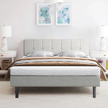 Load image into Gallery viewer, Queen Light Gray Adin Tufted Upholstered Platform Bed

