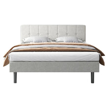 Load image into Gallery viewer, Queen Light Gray Adin Tufted Upholstered Platform Bed
