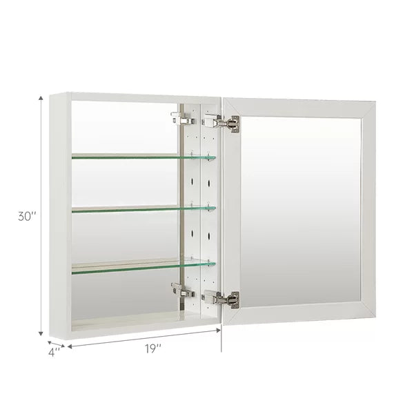 White Adine Medicine Cabinet With Adjustable Glass Shelves