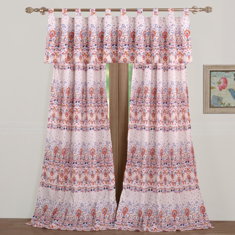 Adira Floral Sheer Tab Top Curtain Panels (Set of 2)