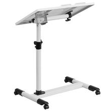 Load image into Gallery viewer, White Adjustable Height Steel Mobile Computer Desk
