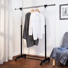 Load image into Gallery viewer, Adjustable Rolling Clothes Rack
