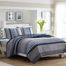 Load image into Gallery viewer, Standard/Twin Gray and Navy Adleson Cotton Quilted Sham (DC27)

