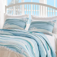 Load image into Gallery viewer, Admer Blue/White/Sand Standard Cotton 126 TC Reversible Quilt Set, EC1148
