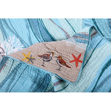 Load image into Gallery viewer, Admer Blue/White/Sand Standard Cotton 126 TC Reversible Quilt Set, EC1148
