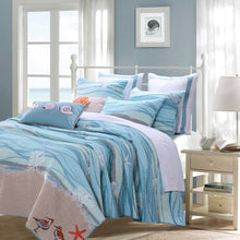 Load image into Gallery viewer, Admer Blue/White/Sand Standard Cotton 126 TC Reversible Quilt Set, EC1148
