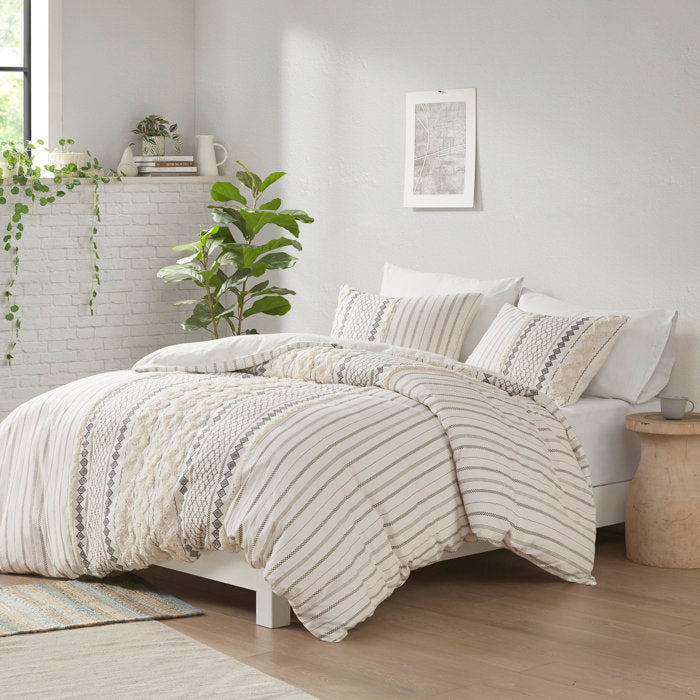 Admir Cotton Boho Mid-Century 3 Piece Duvet Cover Set, King/Cal. King