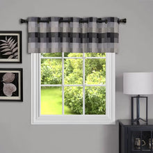 Load image into Gallery viewer, Black Adoxa Plaid Tailored 58&#39;&#39; Window Valance, Set of 9
