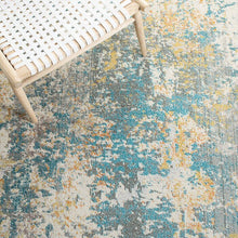 Load image into Gallery viewer, Agdal Abstract Area Rug in Ivory/Teal/Gold, Rectangle 4&#39; x 6&#39;
