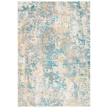 Load image into Gallery viewer, Agdal Abstract Area Rug in Ivory/Teal/Gold, Rectangle 4&#39; x 6&#39;
