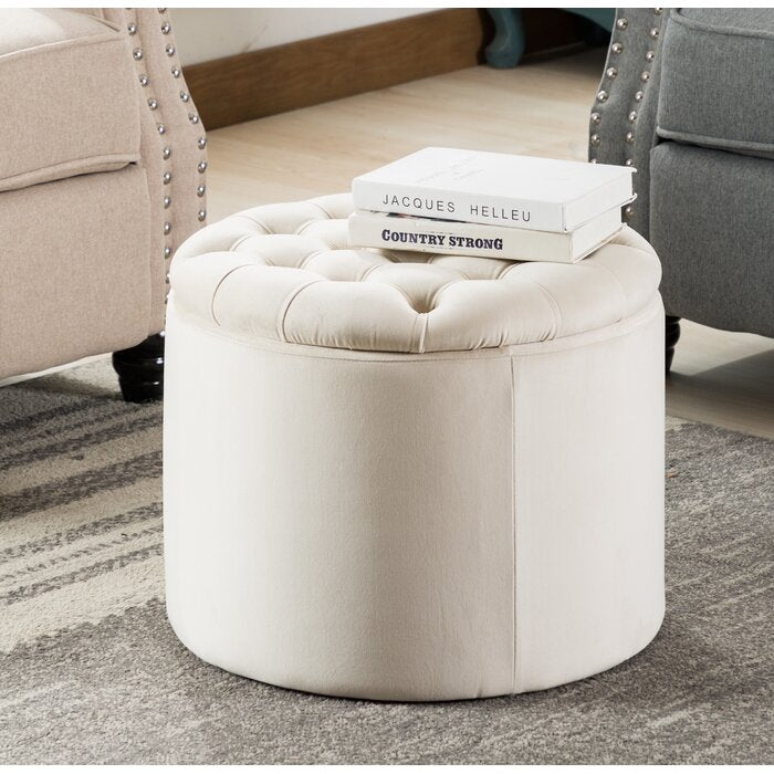 Agnes Cream Tufted Storage Ottoman (301MM)