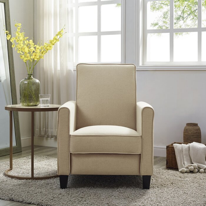 Ahzaria  Upholstered Wide Manual Push Back Club Recliner Chair