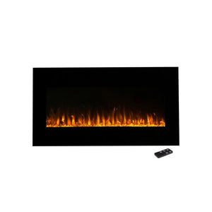 18" H x 42" W x 5.5" D Black Aida Wall Mounted Electric Fireplace 7619