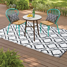 Load image into Gallery viewer, Aidan-Scott Moroccan Machine Woven Indoor / Outdoor Area Rug in White-Black 5 x 8
