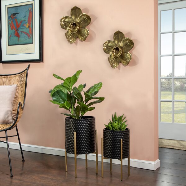 Aiken 2 - Piece Iron Pot Planter Set MRM2338