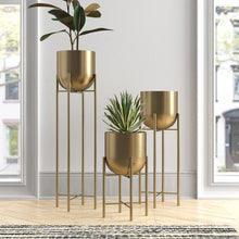 Load image into Gallery viewer, Gold Ailani 3 - Piece Metal Pot Planter
