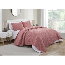 Load image into Gallery viewer, King Quilt + 2 King Shams Mauve Aimable Microfiber 3 Piece Quilt Set
