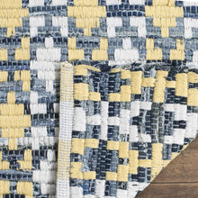 Load image into Gallery viewer, Aitken Geometric Handmade Flatweave Cotton Area Rug in Gold/Multi, Square 6&#39;
