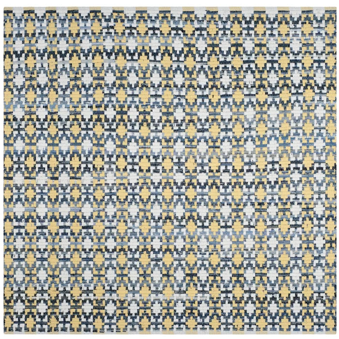 Aitken Geometric Handmade Flatweave Cotton Area Rug in Gold/Multi, Square 6'
