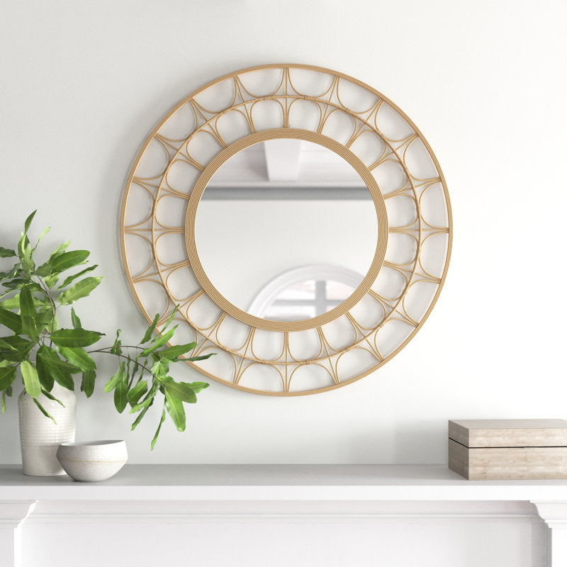 Alaia Round Wood Wall Mirror