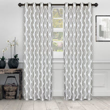 Load image into Gallery viewer, Alaina Jacquard Damask Room Darkening Grommet Curtain Panels (Set of 4) Nickel #922ND
