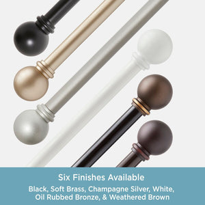 28" - 48" Black Alanis Adjustable 0.625" Single Curtain Rod (5 BOXES)