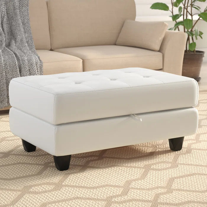 Alantis 38'' Wide Faux Leather Tufted Rectangle Storage Ottoman with Storage