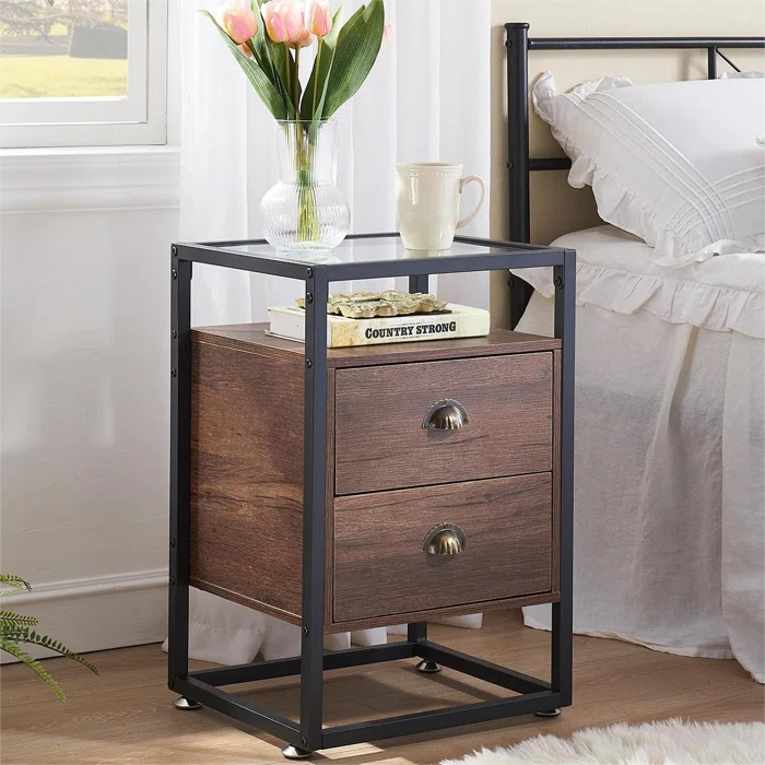 Alastor 23.62'' Tall 2 - Drawer Iron Nightstand