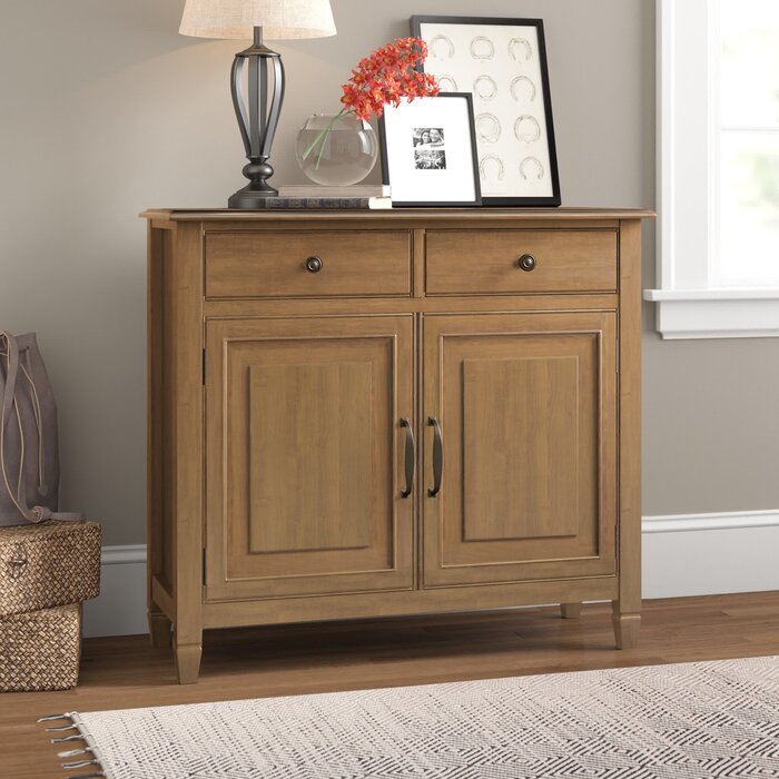 Light Golden Brown Alayjia Tall Solid Wood 2 - Door Accent Cabinet