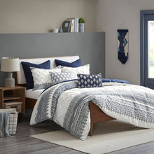 Load image into Gallery viewer, King/Cal. King Comforter + 2 King Shams Navy Alba 5979RR
