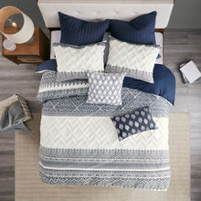 Load image into Gallery viewer, King/Cal. King Comforter + 2 King Shams Navy Alba 5979RR
