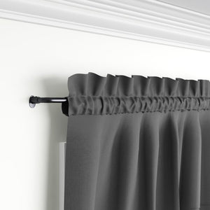 28" - 48" Black Alberton 0.63" Stainless Steel Single Curtain Rod - Set of 2 (SB1699)