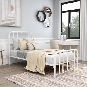 Twin White Alberton Metal Bed