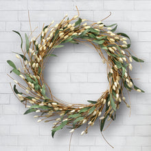 Load image into Gallery viewer, Green Albino Pussy Willow Pick 24&quot; Polyester Wreath 790AH
