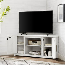 Load image into Gallery viewer, White Wash Albrecht Corner TV Stand for TVs up to 50&quot;
