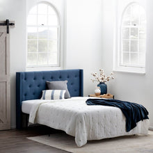 Load image into Gallery viewer, Queen Navy Aldo Upholstered Wingback Headboard 5032RR
