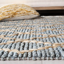 Load image into Gallery viewer, Alegria Geometric Handmade Hand-Loomed Area Rug in Light Blue/Brown, Rectangle 4&#39; x 6&#39;
