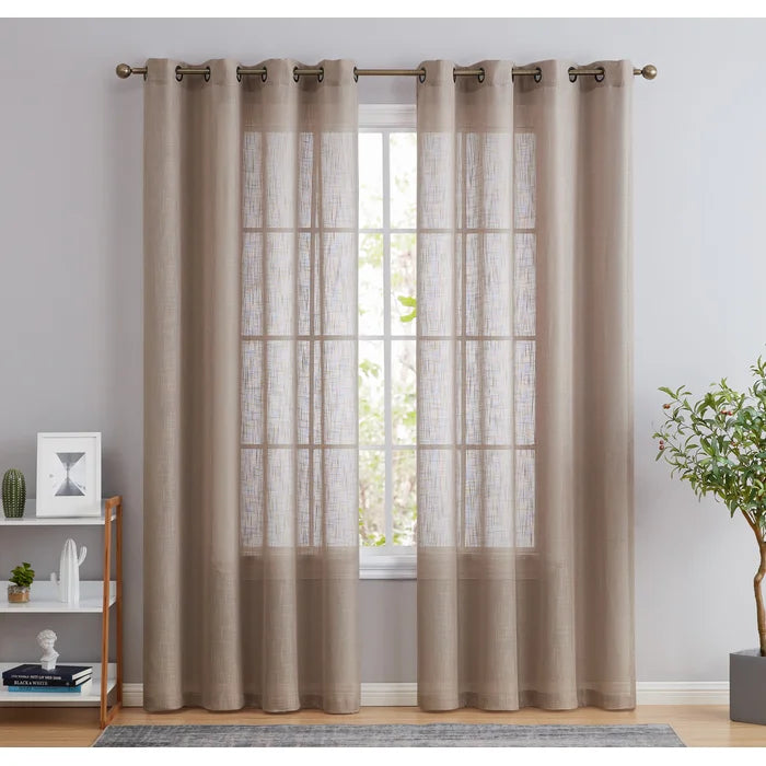 Aleksander Solid Semi-Sheer Grommet Curtain Panels, 54
