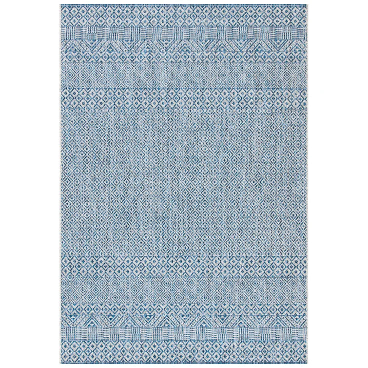 Alessa Southwestern Indoor / Outdoor Area Rug in Blue, Rectangle 6'7