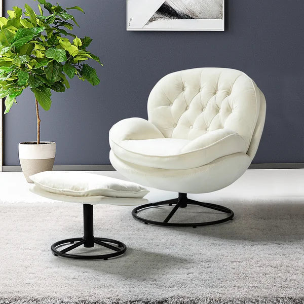 Alexandrea 31.5'' Wide Tufted Swivel Lounge Chair and Ottoman