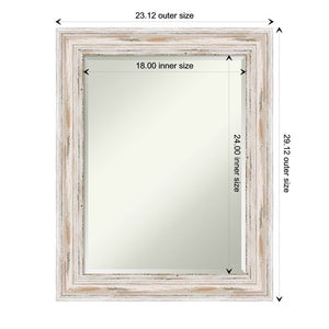 29.13" H x 23.13" W White Alexandria Modern Rustic Beveled Distressed Accent Mirror 1615AH