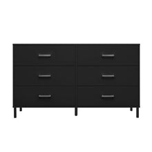 Load image into Gallery viewer, 34.1&#39;&#39; H x 58.5&#39;&#39; W x 15.75&#39;&#39; D Black Alexei 6 Drawer Dresser
